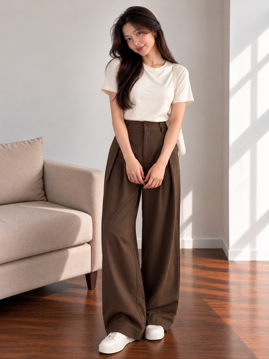 Tada Office Culottes Pants - Coffee