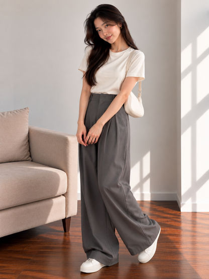 Tada Office Culottes Pants - Dark Grey