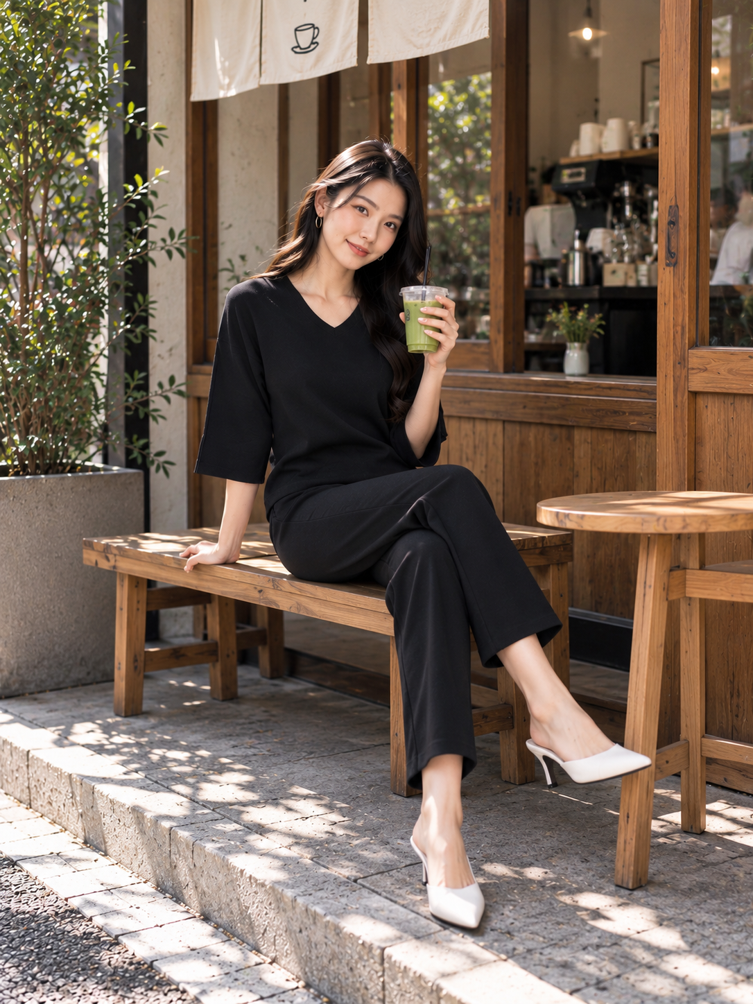 Dreson Vneck Knit Set - Black