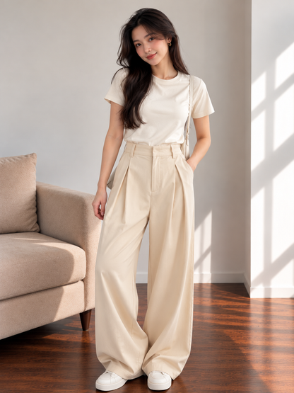 Tada Office Culottes Pants - Cream