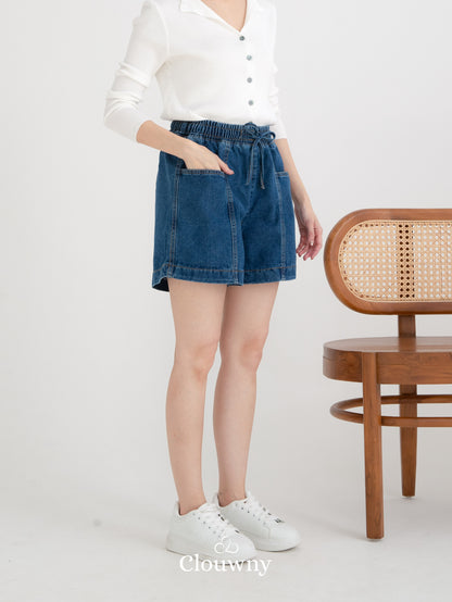 Arabel Short Denim Pants - Dark Blue