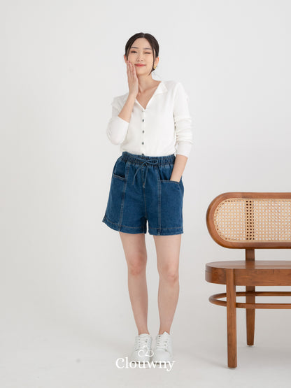 Arabel Short Denim Pants - Dark Blue