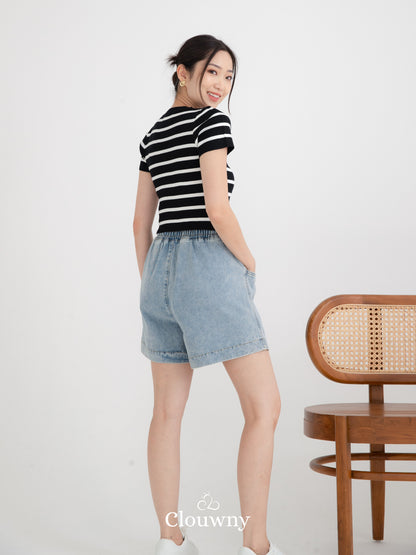 Arabel Short Denim Pants - Light Blue