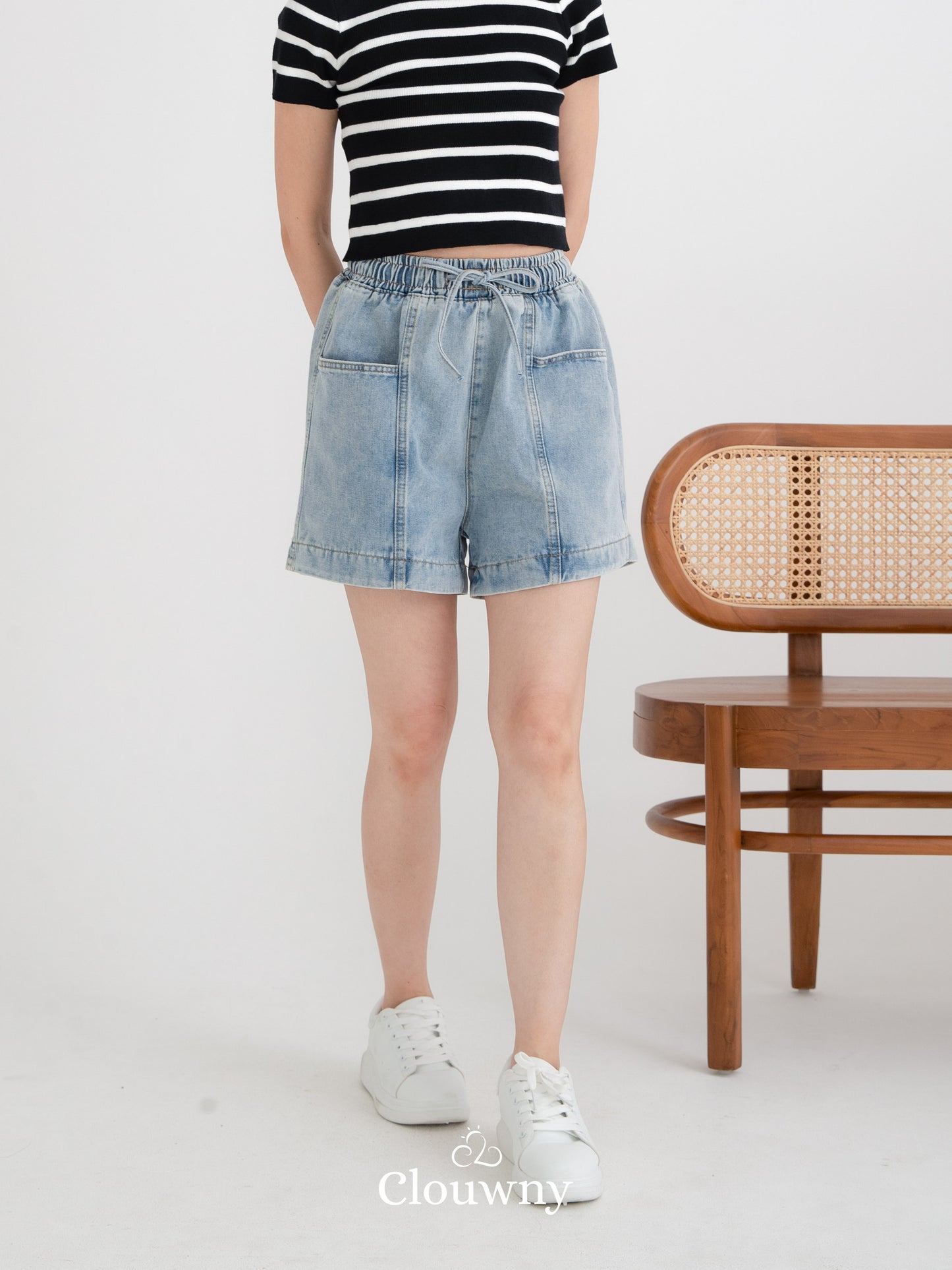 Arabel Short Denim Pants - Light Blue