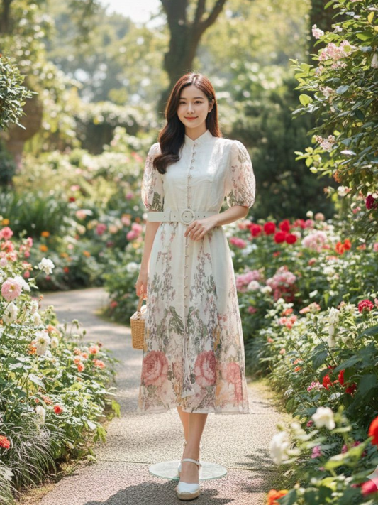 Prosperity Floral Dress - White