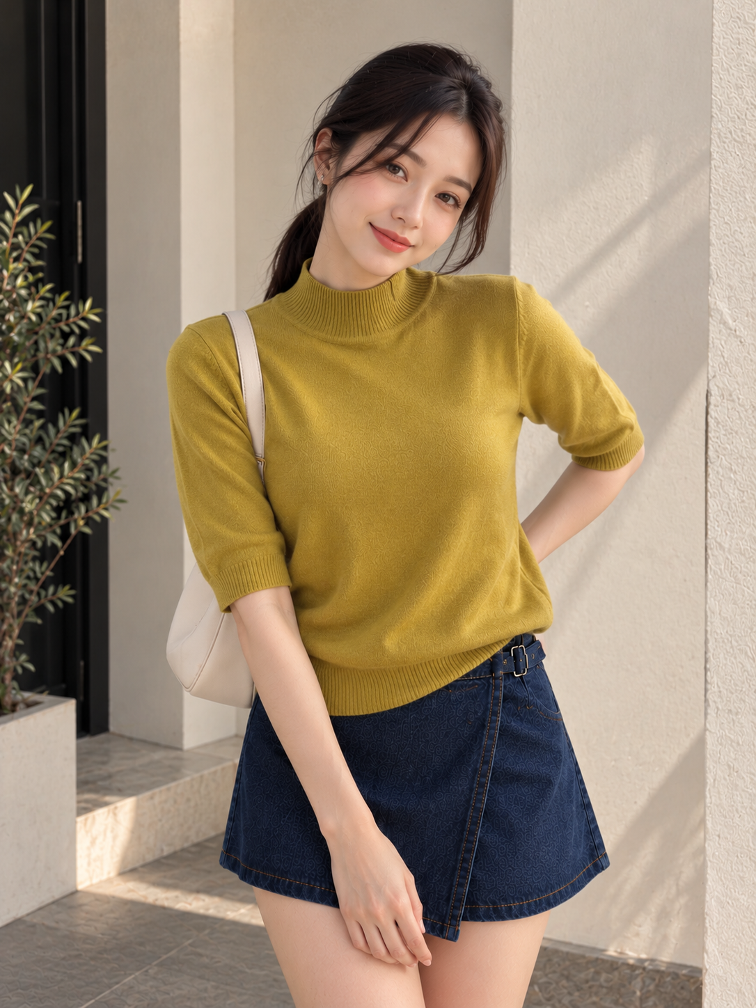 West Round Knit Top - Lime