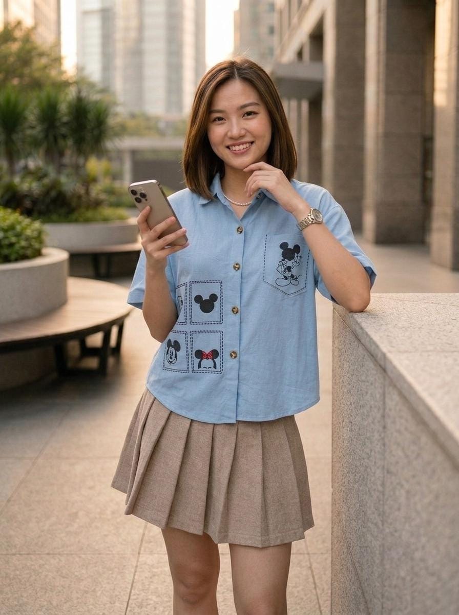 Couple Pocket Cotton Shirt - Blue
