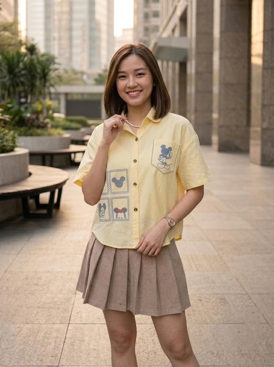 Couple Pocket Cotton Shirt - Yellow