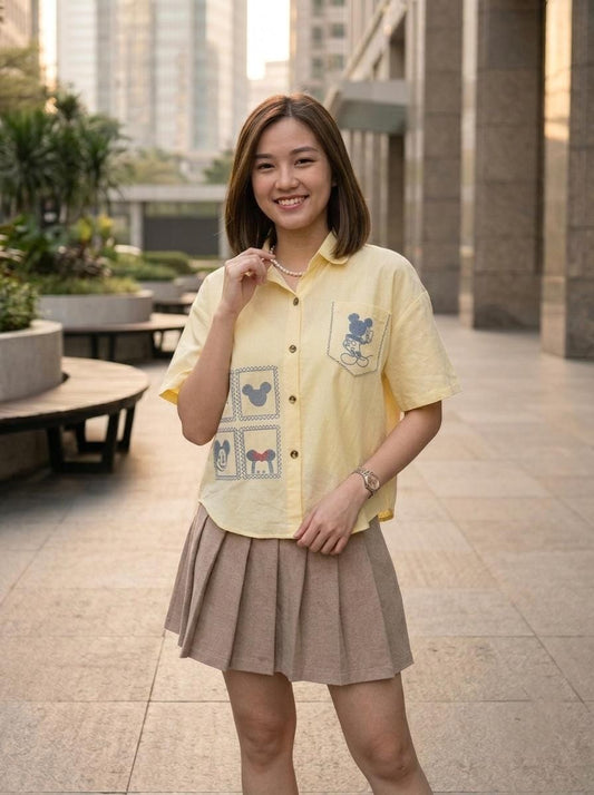 Couple Pocket Cotton Shirt - Yellow