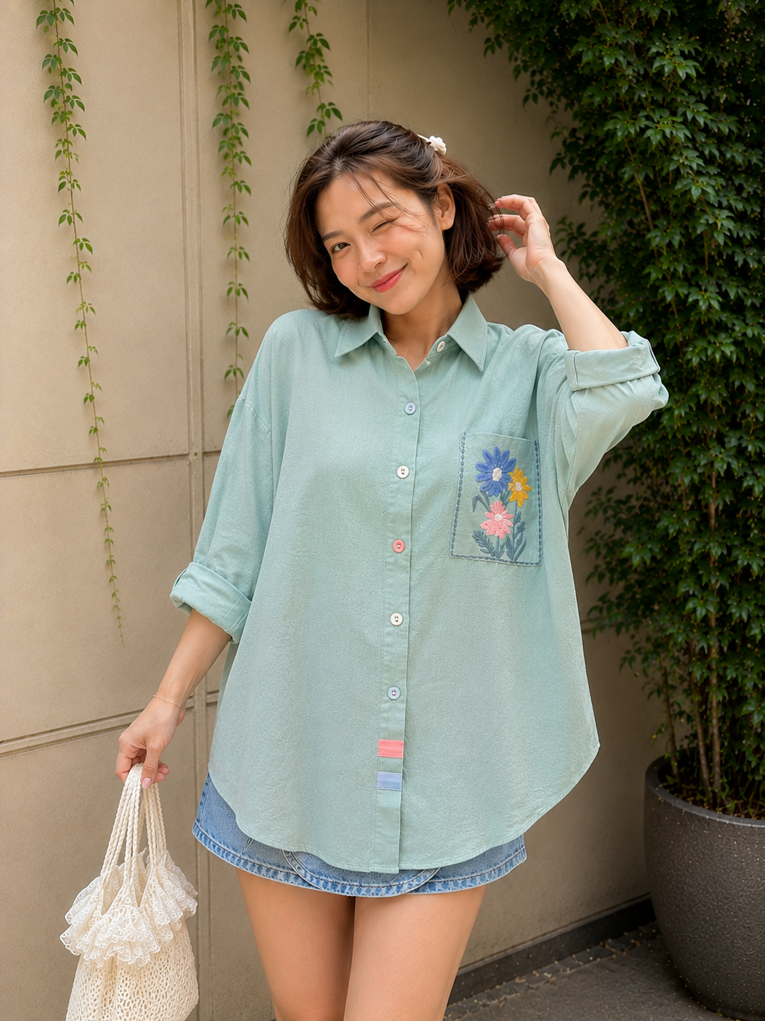 Yoel Pocket Cotton Longsleeve - Mint