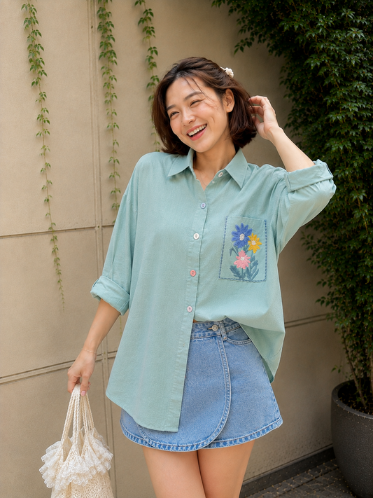 Yoel Pocket Cotton Longsleeve - Mint