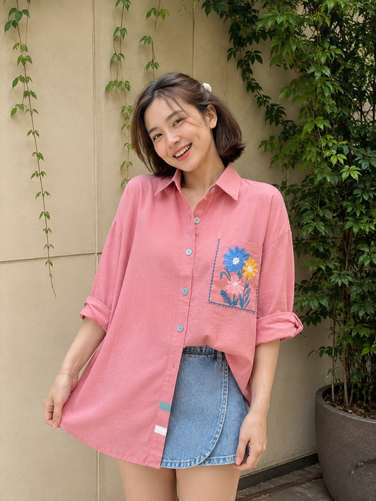 Yoel Pocket Cotton Longsleeve - Pink