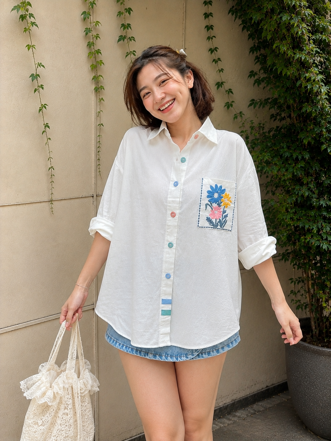Yoel Pocket Cotton Longsleeve - White