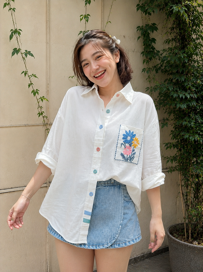 Yoel Pocket Cotton Longsleeve - White