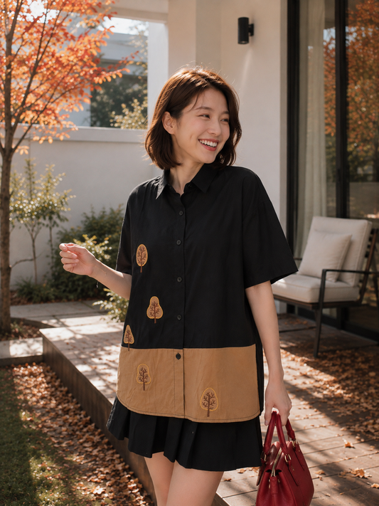 Yolka Cotton Shirt - Black