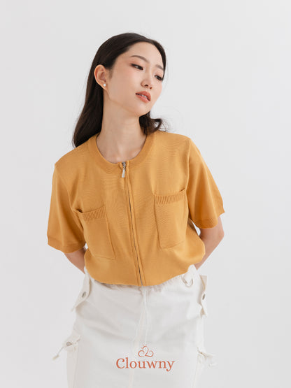 Twice Pocket Knit Top - Mustard