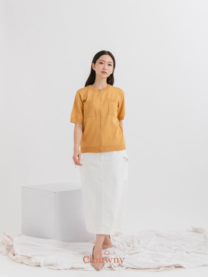 Twice Pocket Knit Top - Mustard