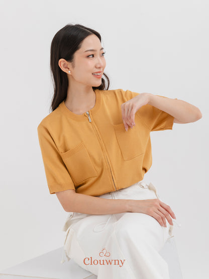 Twice Pocket Knit Top - Mustard