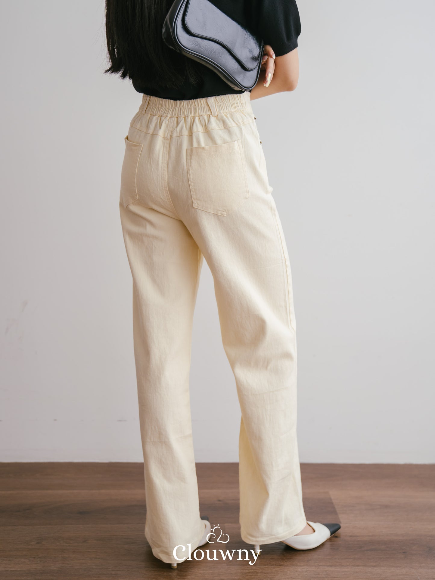 Ola Basic Denim Pants - Cream