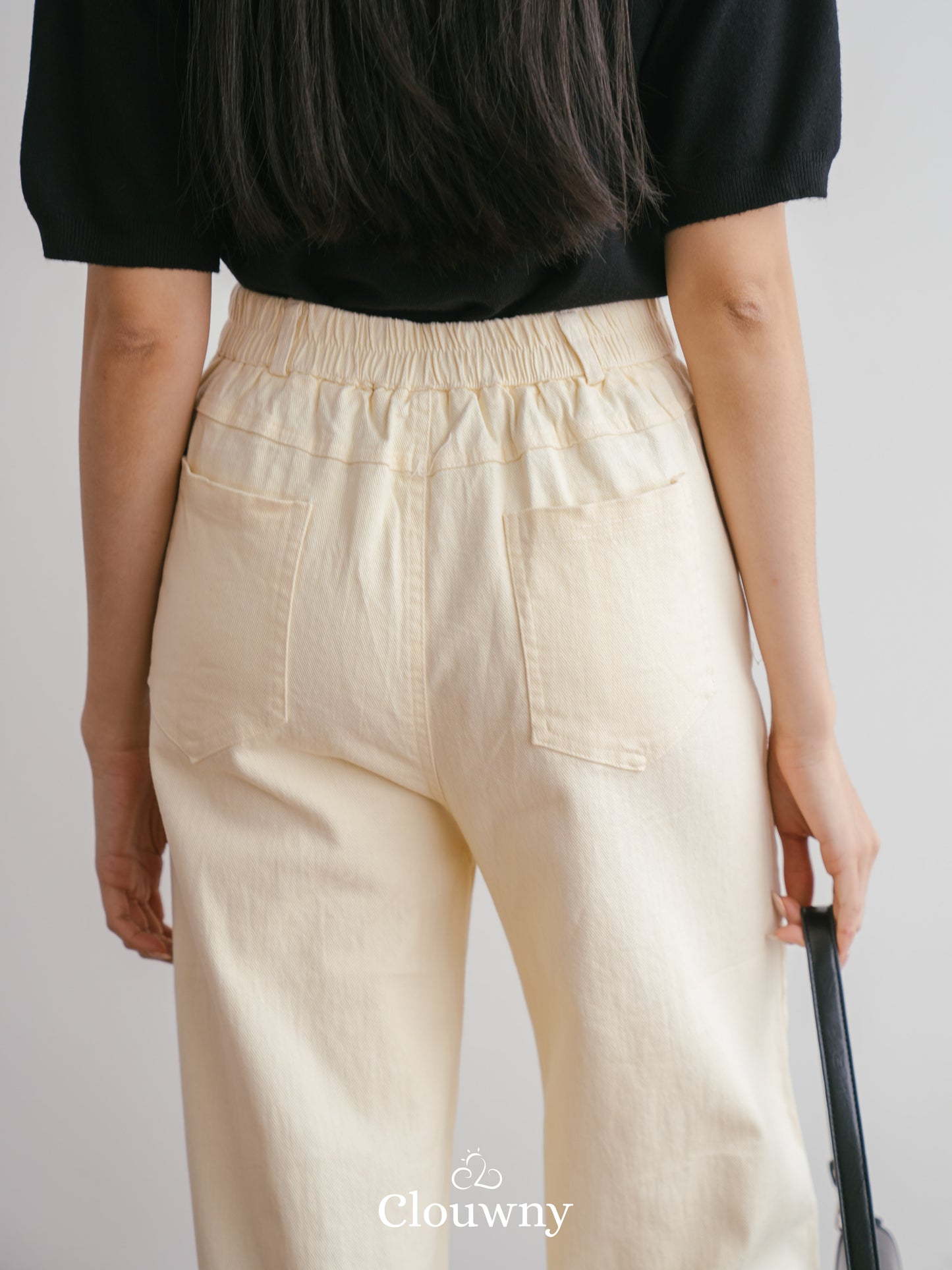 Ola Basic Denim Pants - Cream