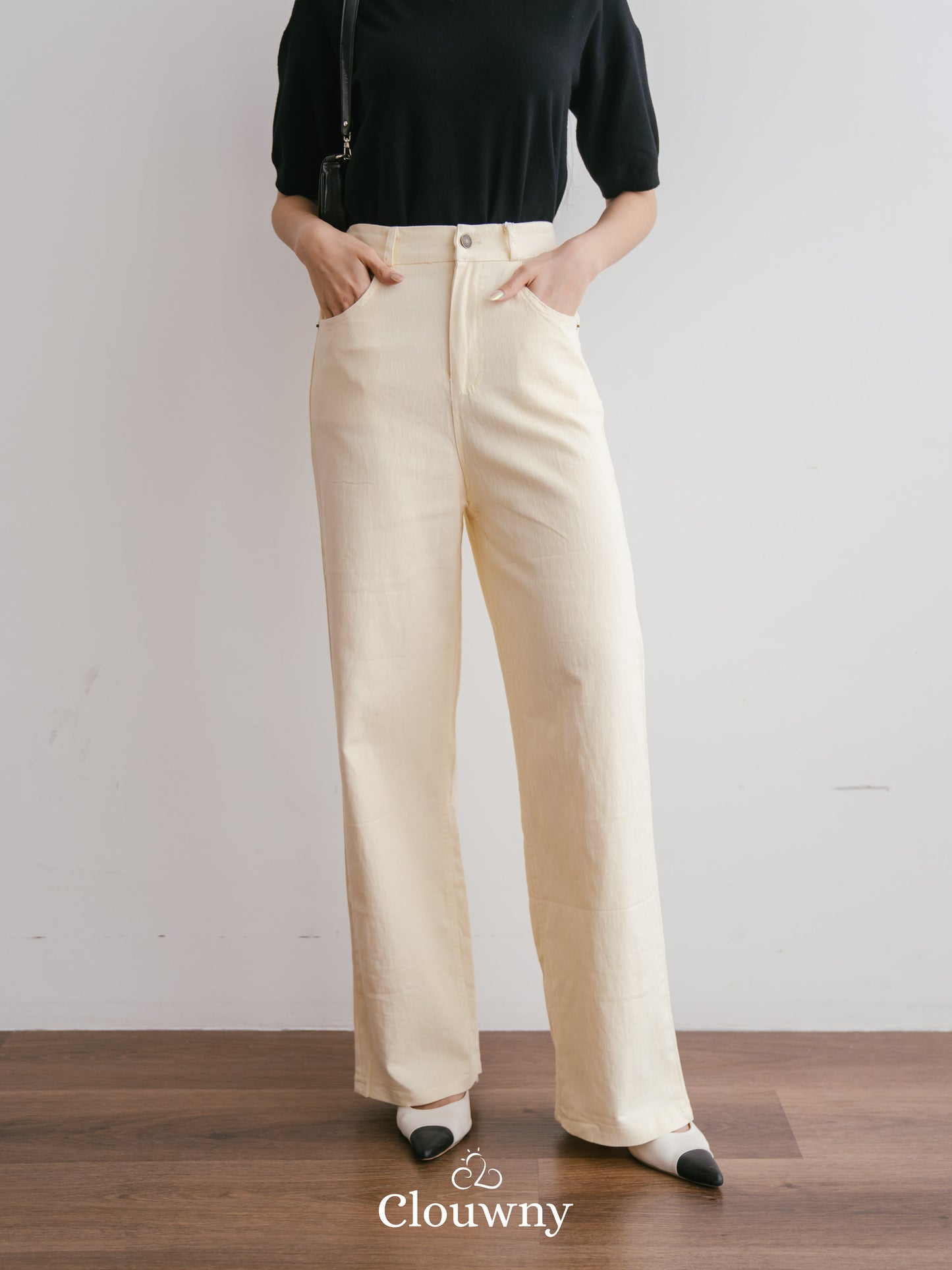 Ola Basic Denim Pants - Cream