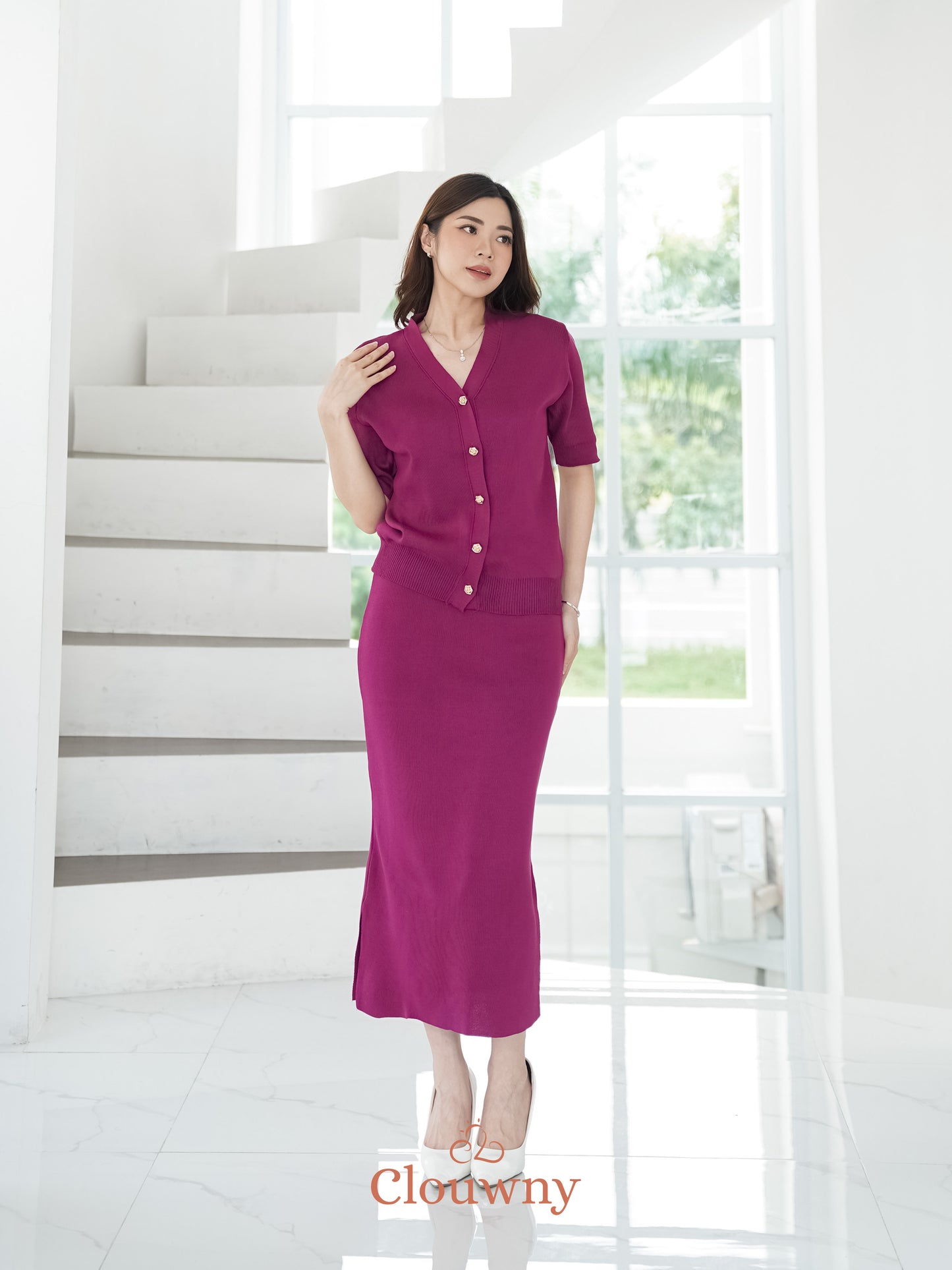 Giana Button Set - Magenta