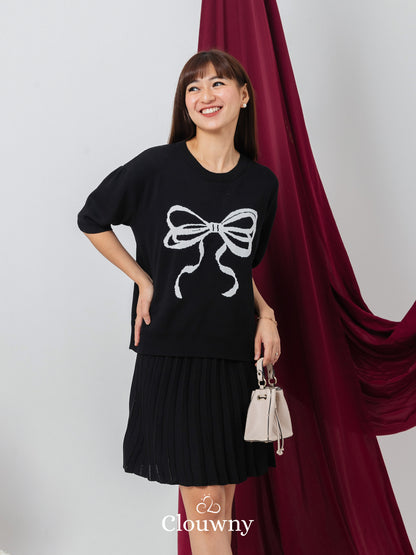 Big Bow Knit Set - Black