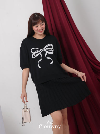 Big Bow Knit Set - Black