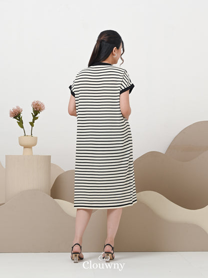 Stripes Pocket Dress - Broken White