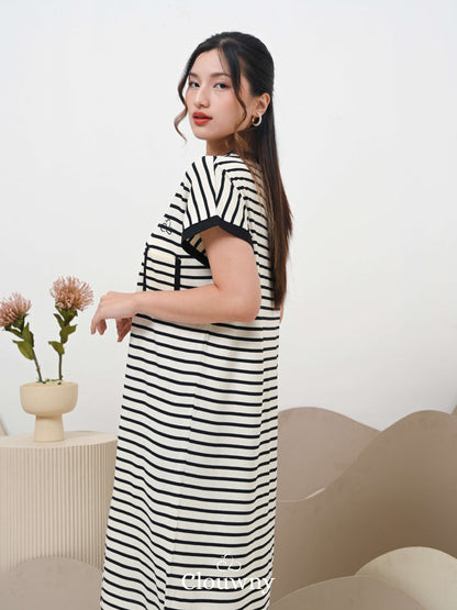 Stripes Pocket Dress - Broken White