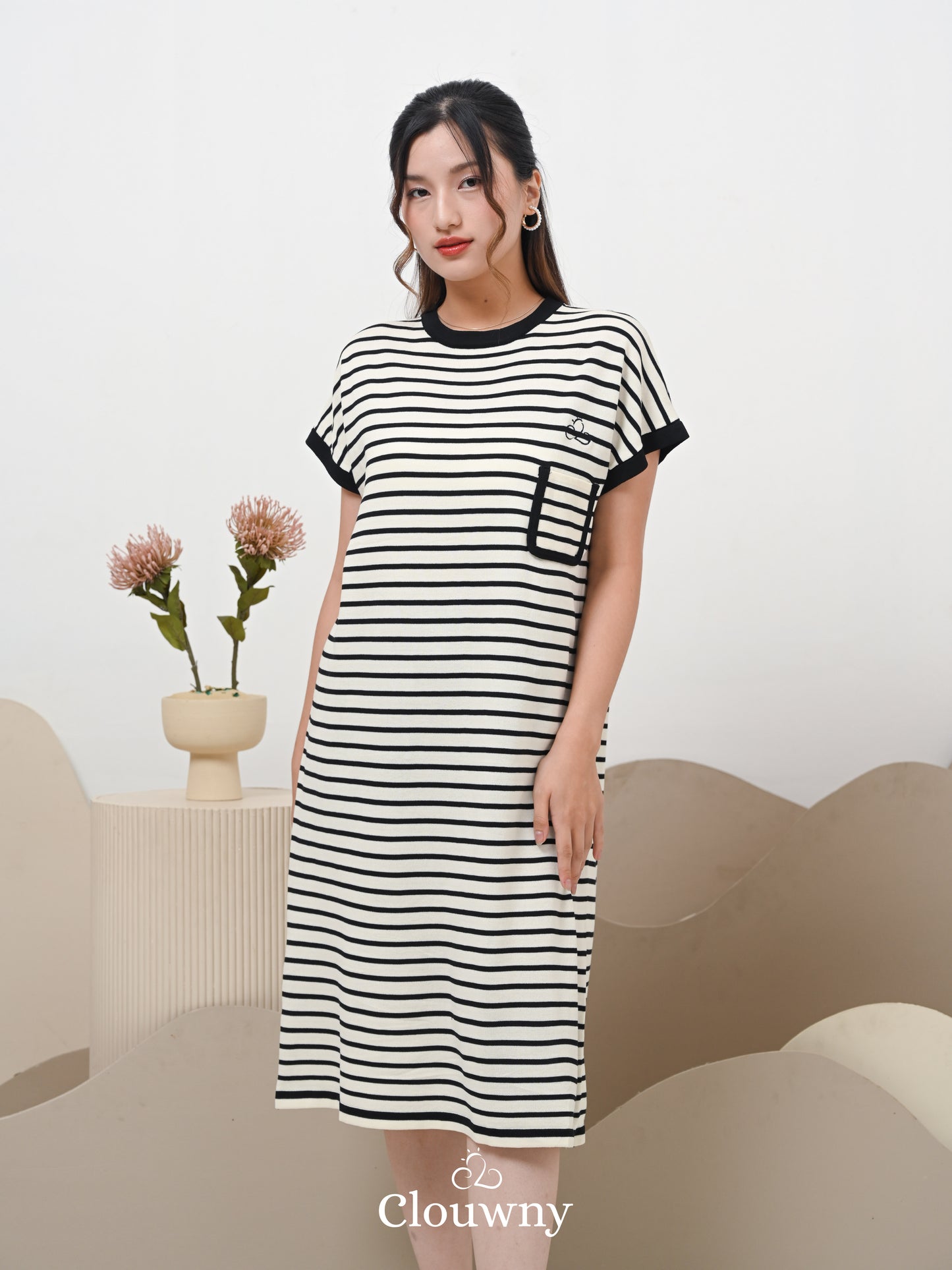 Stripes Pocket Dress - Broken White