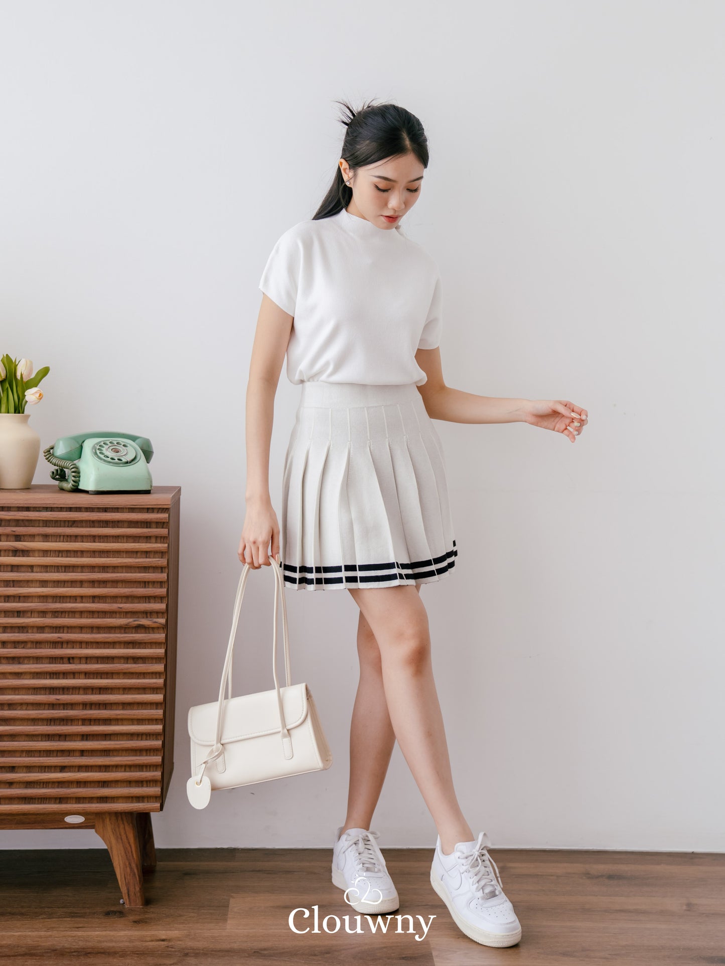 Stripes Tennis Skirt - White