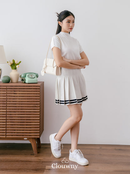 Stripes Tennis Skirt - White