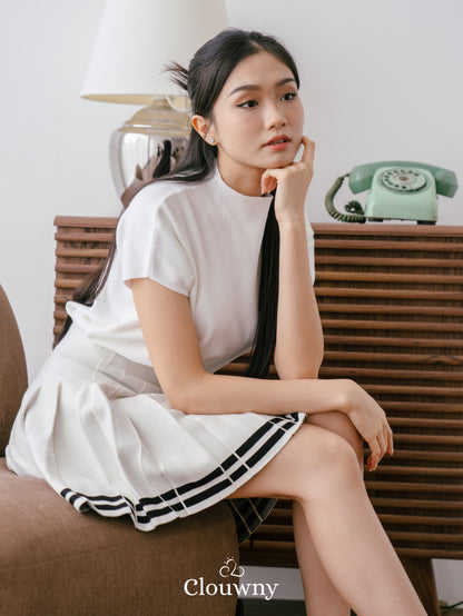 Stripes Tennis Skirt - White