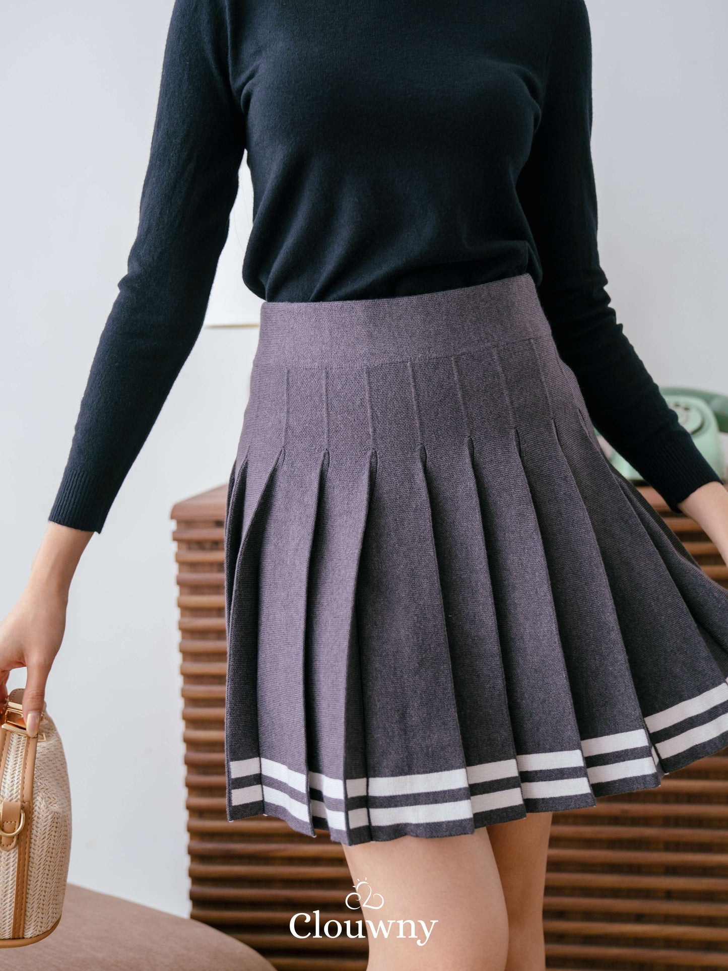 Stripes Tennis Skirt - Grey