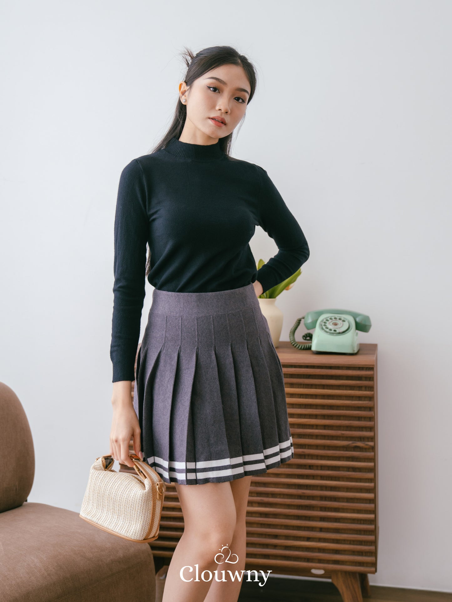 Stripes Tennis Skirt - Grey