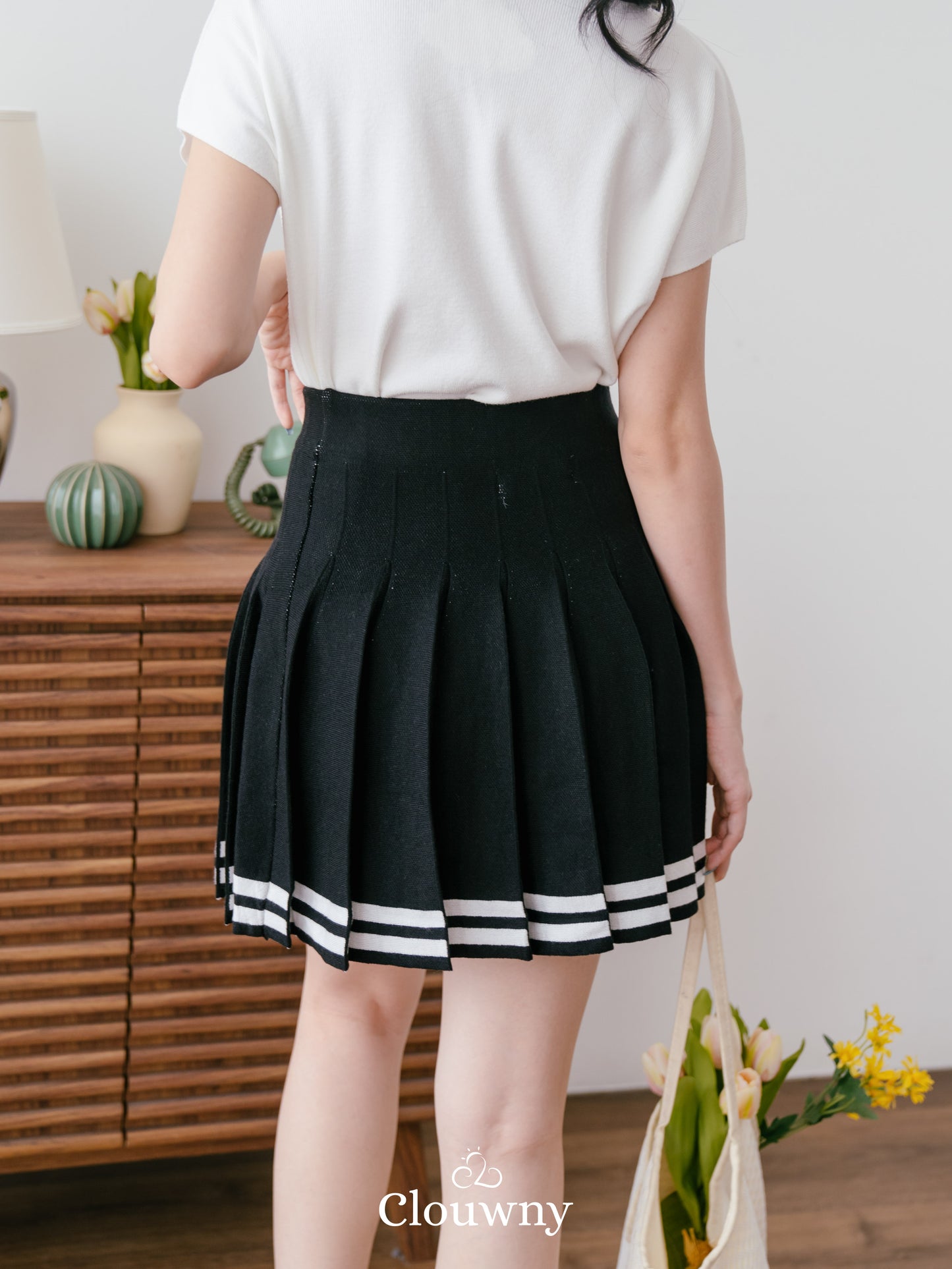 Stripes Tennis Skirt - Black