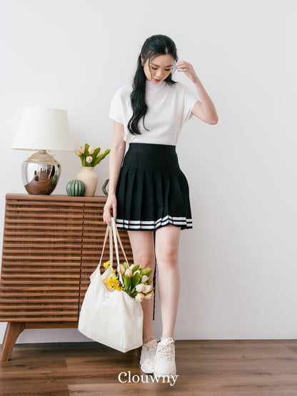 Stripes Tennis Skirt - Black