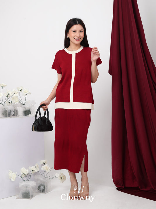 Cherish Knit Set - Maroon