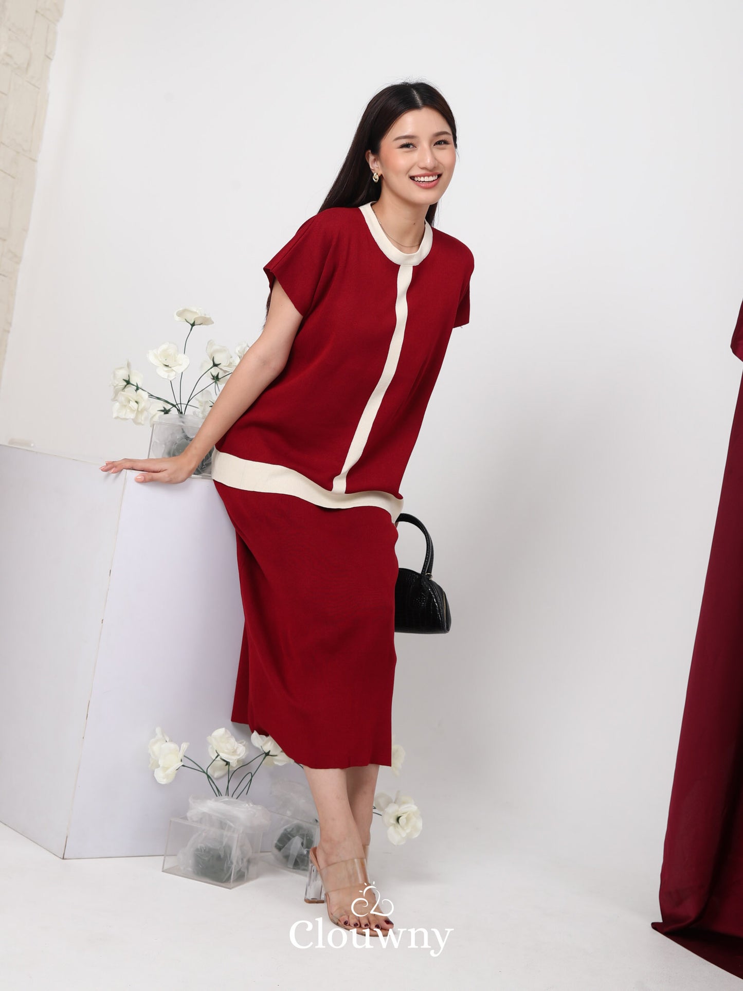 Cherish Knit Set - Maroon