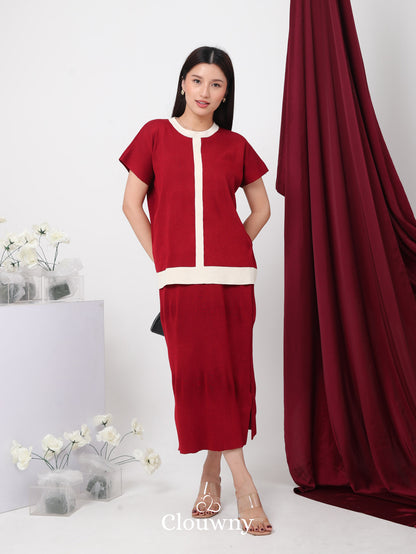 Cherish Knit Set - Maroon