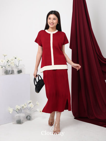 Cherish Knit Set - Maroon