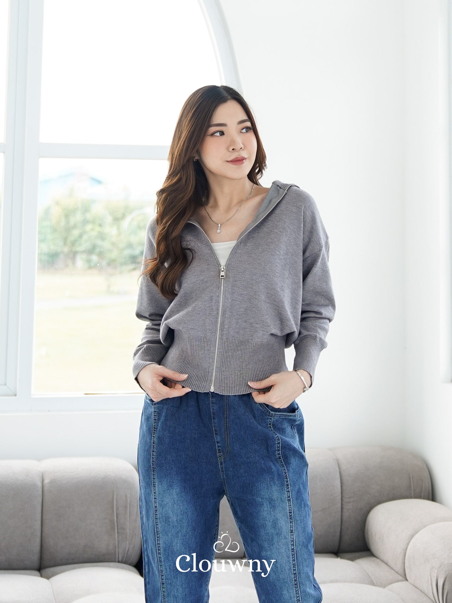 Cheska Zipper Jacket - Grey