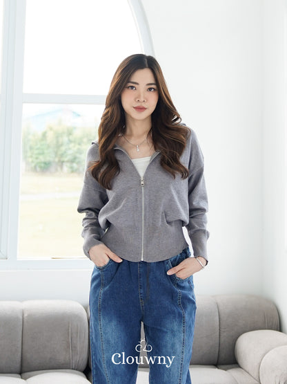 Cheska Zipper Jacket - Grey