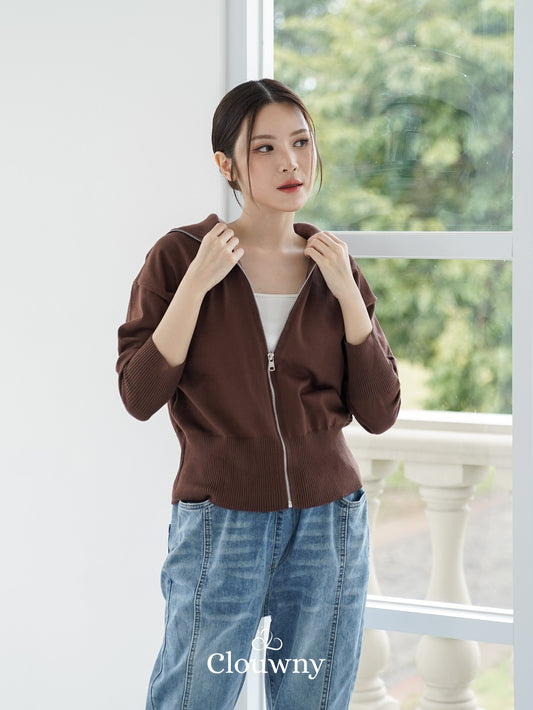 Cheska Zipper Jacket - Coffee