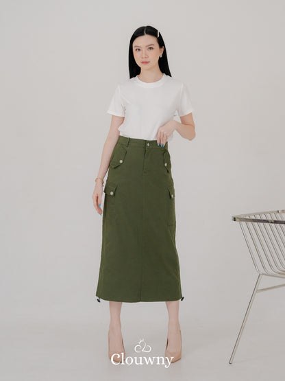 Dex Cargo Denim Skirt - Army