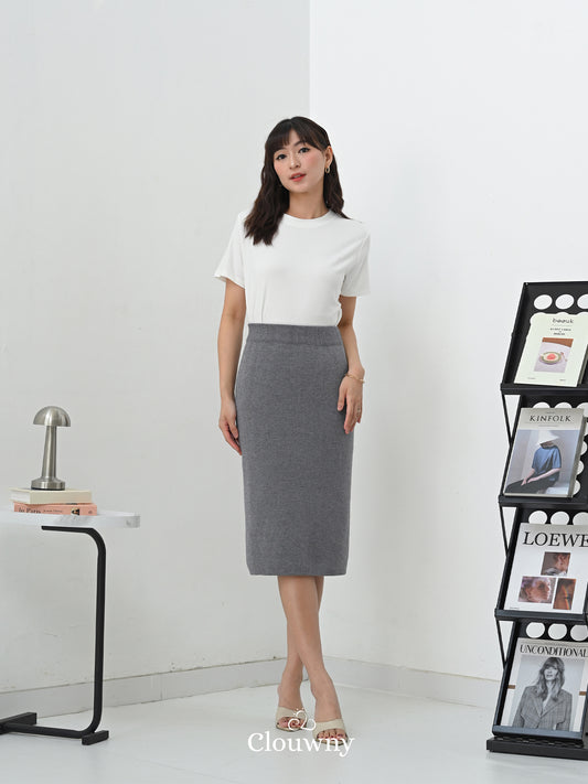 Betrand Basic Midi Skirt - Grey