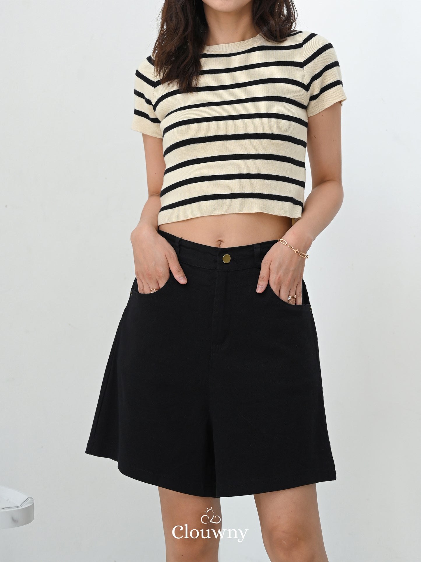 Key Denim Short Pants - Black