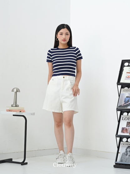 Key Denim Short Pants - White