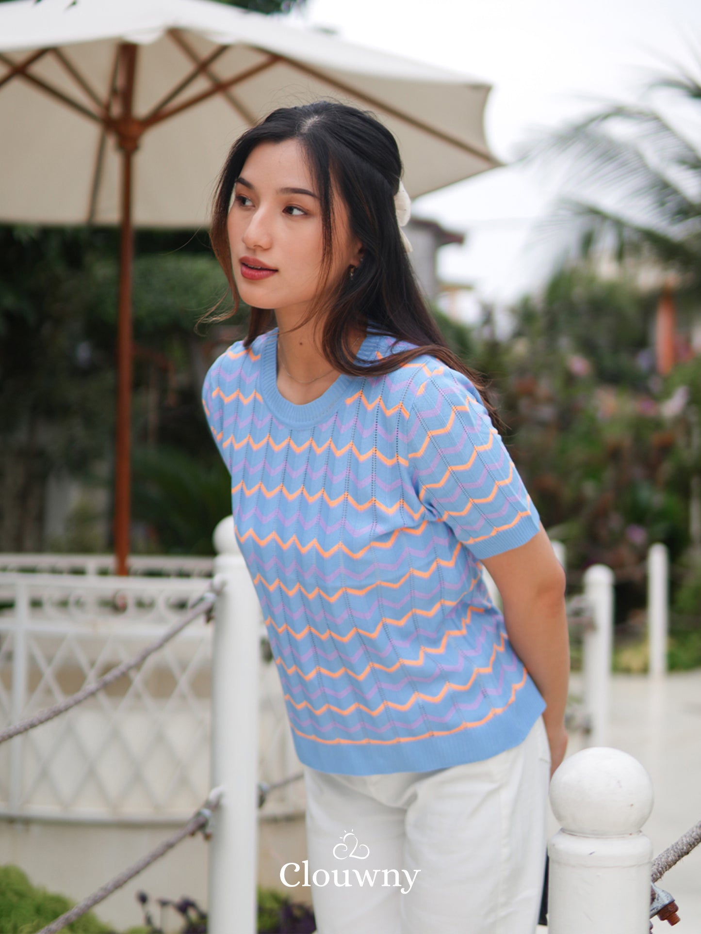 Rein Wavy Knitt Top - Blue